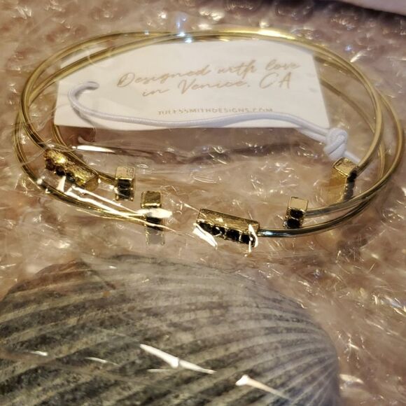 Pave Cuff bracelets 14K Gold & Black by Jules Smith Designs Venice Beach CA NEW - Picture 10 of 12